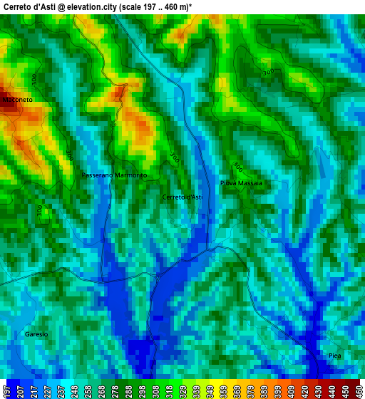 Cerreto d'Asti elevation map