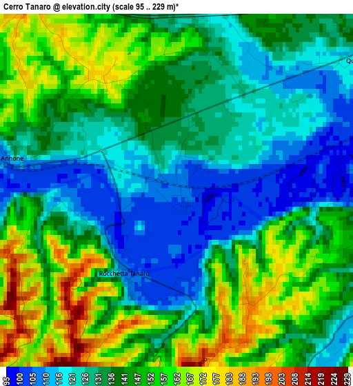 Cerro Tanaro elevation map