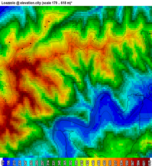 Loazzolo elevation map