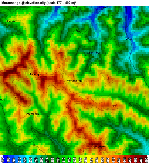 Moransengo elevation map