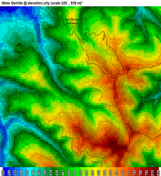 Olmo Gentile elevation map