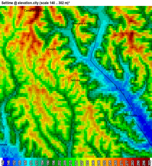 Settime elevation map