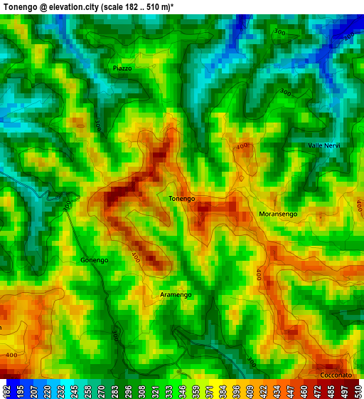 Tonengo elevation map