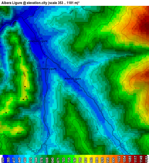 Albera Ligure elevation map