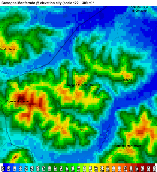 Camagna Monferrato elevation map