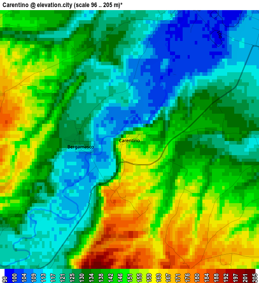 Carentino elevation map