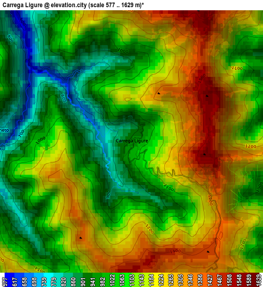 Carrega Ligure elevation map