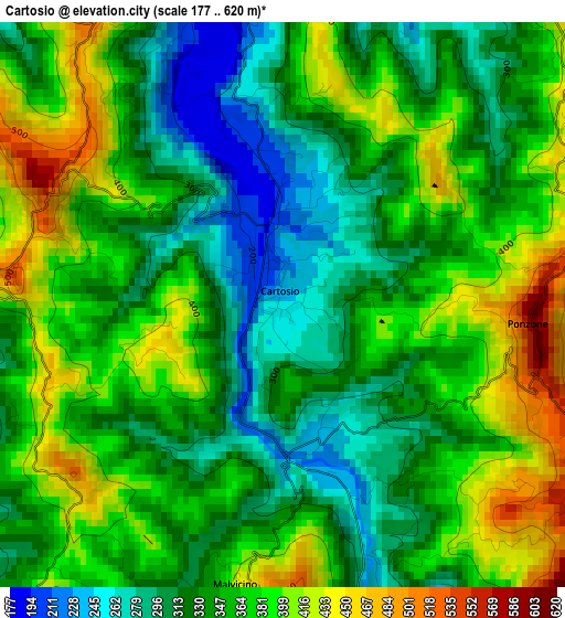 Cartosio elevation map