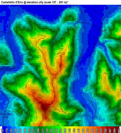 Castelletto d'Erro elevation map