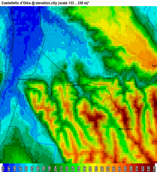 Castelletto d'Orba elevation map