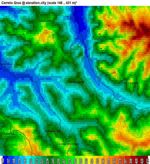 Cerreto Grue elevation map