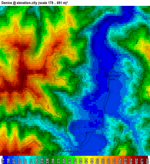 Denice elevation map