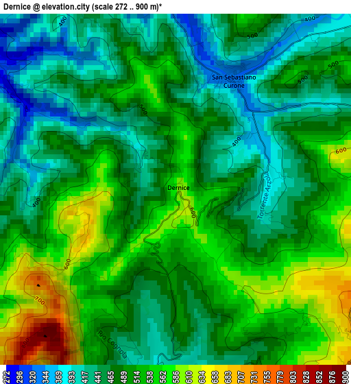 Dernice elevation map