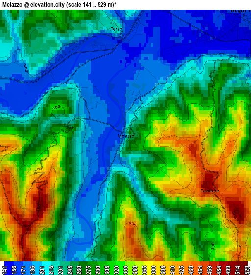 Melazzo elevation map