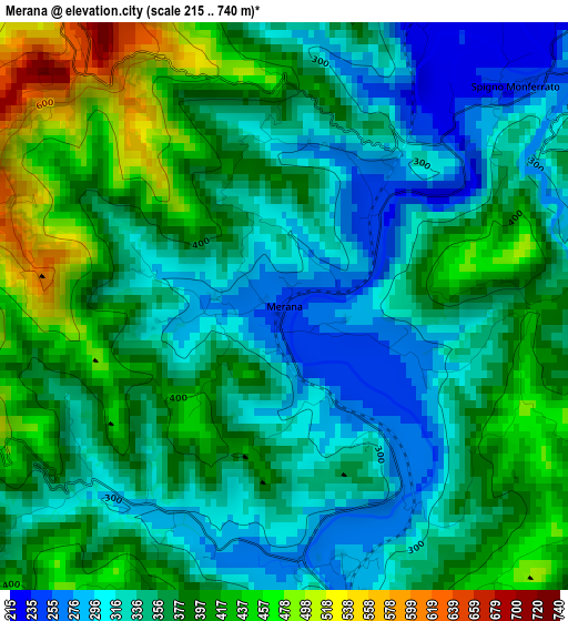 Merana elevation map