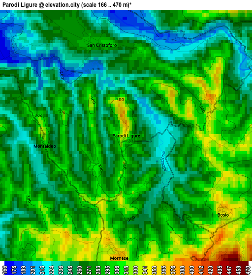 Parodi Ligure elevation map