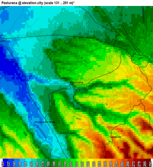 Pasturana elevation map