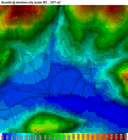 Scurelle elevation map