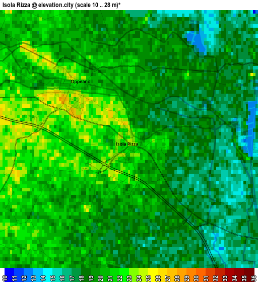 Isola Rizza elevation map