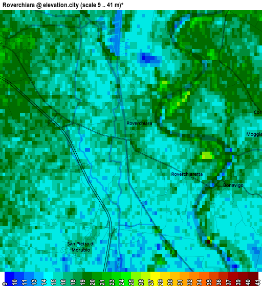 Roverchiara elevation map