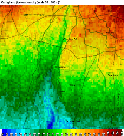 Cartigliano elevation map