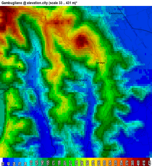 Gambugliano elevation map