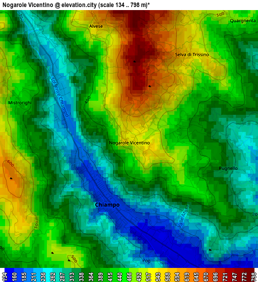 Nogarole Vicentino elevation map