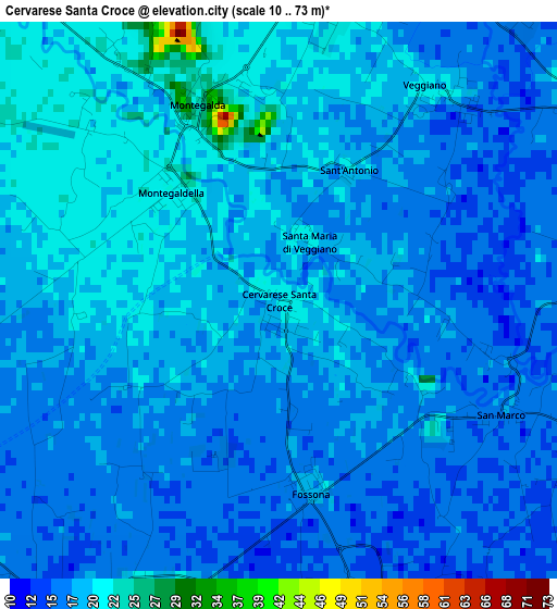 Cervarese Santa Croce elevation map