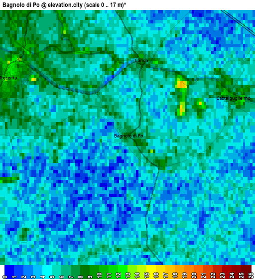 Bagnolo di Po elevation map