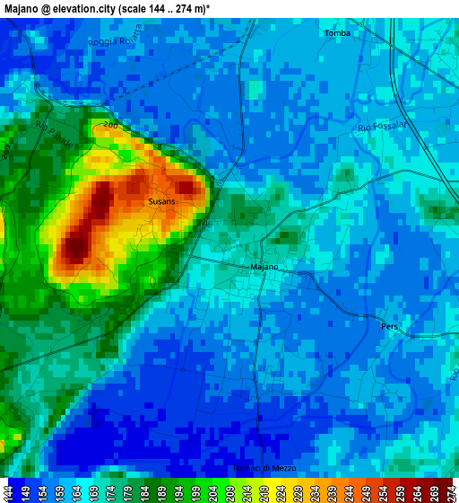 Majano elevation map