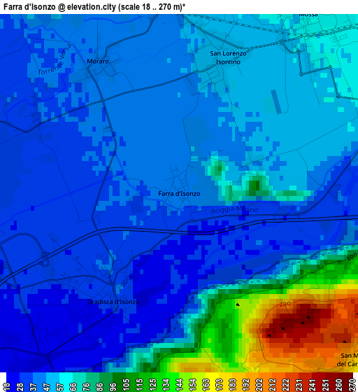 Farra d'Isonzo elevation map