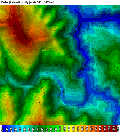 Zerba elevation map