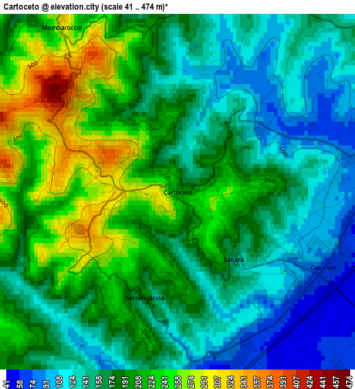 Cartoceto elevation map