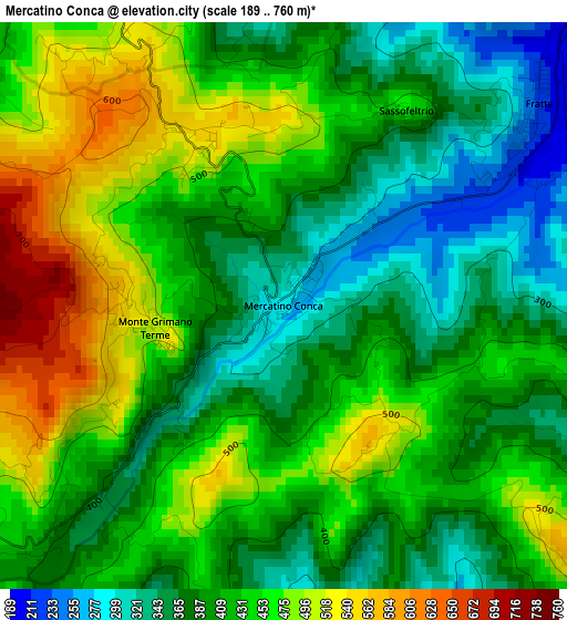 Mercatino Conca elevation map