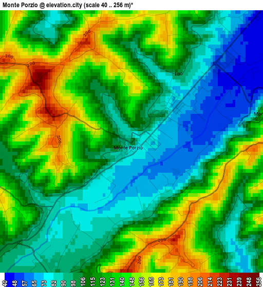 Monte Porzio elevation map