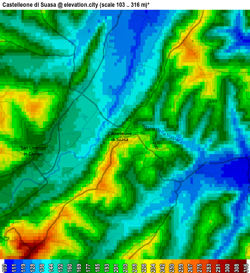 Castelleone di Suasa elevation map