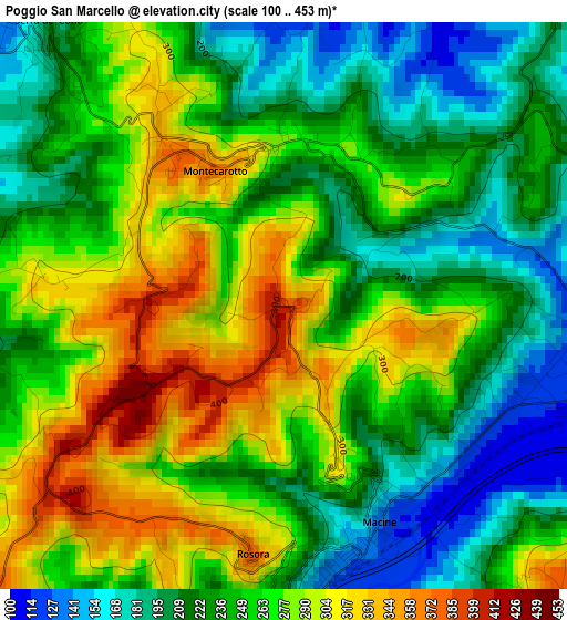 Poggio San Marcello elevation map