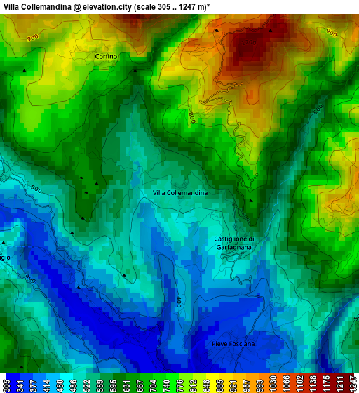 Villa Collemandina elevation map