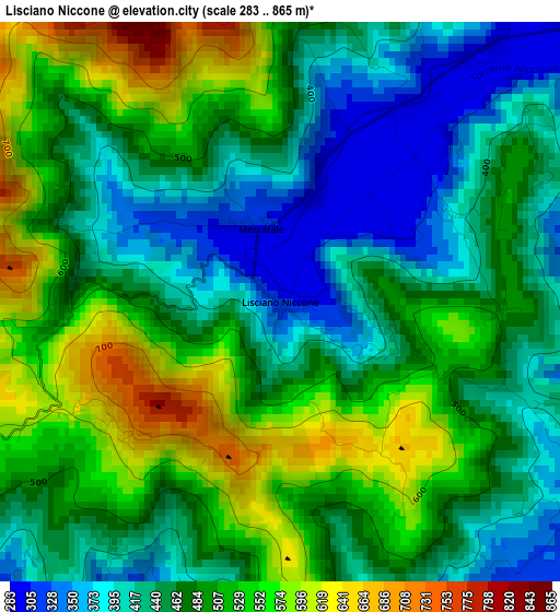 Lisciano Niccone elevation map