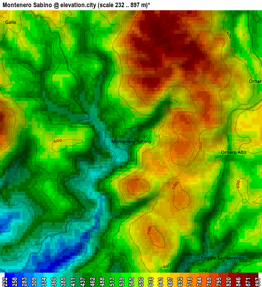 Montenero Sabino elevation map