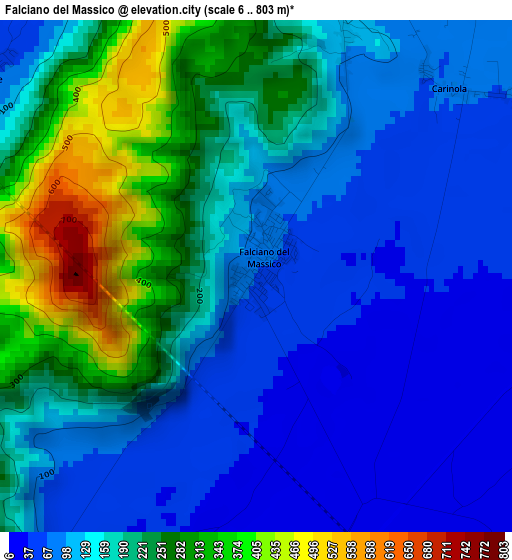 Falciano del Massico elevation map