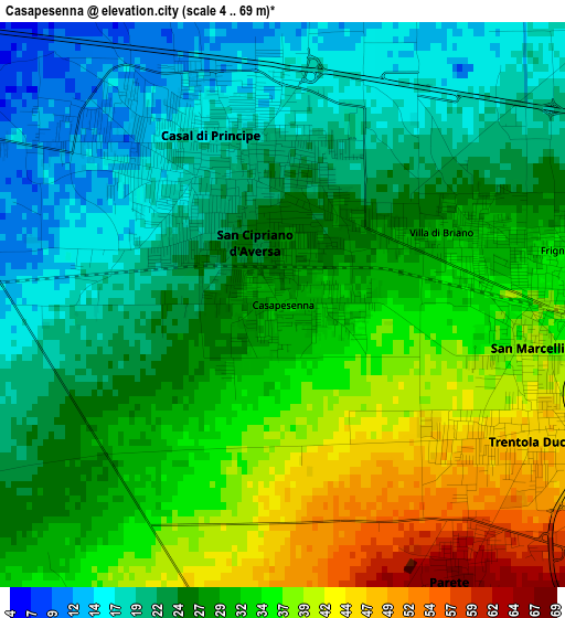 Casapesenna elevation map