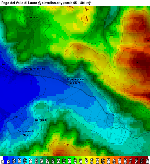 Pago del Vallo di Lauro elevation map