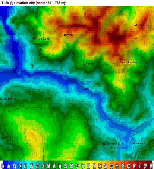 Tufo elevation map