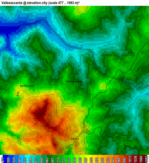 Vallesaccarda elevation map