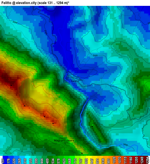 Felitto elevation map