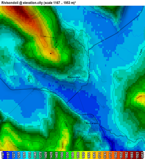 Rivisondoli elevation map