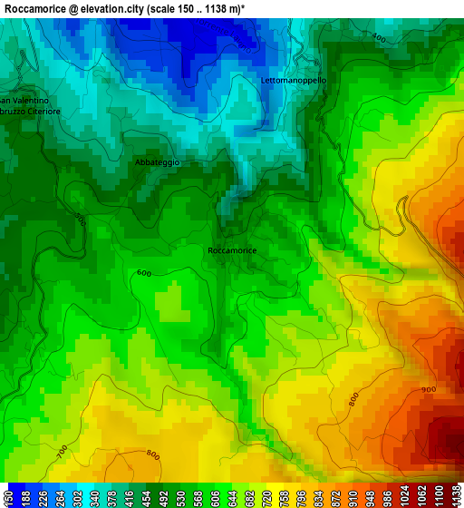 Roccamorice elevation map