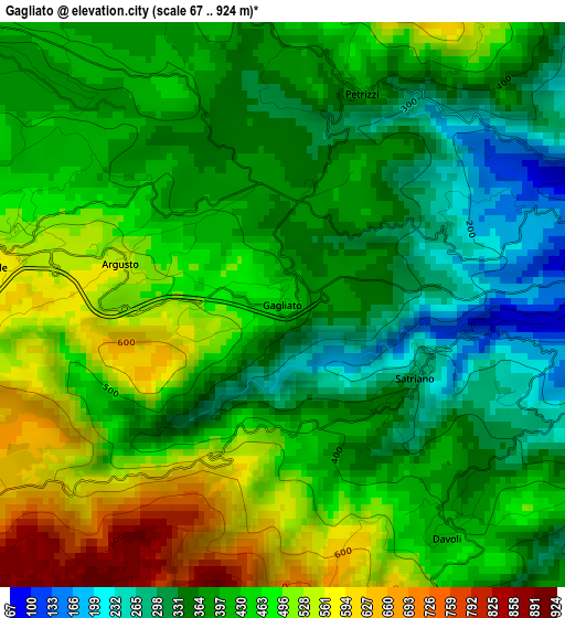 Gagliato elevation map