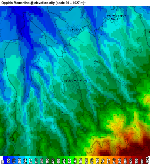 Oppido Mamertina elevation map